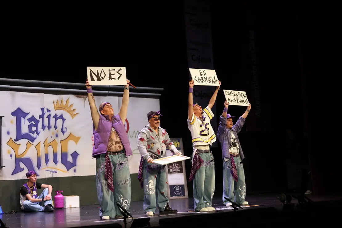 Cuarteto 'Los latin kings de la (calle Pask&iacute;n)' en Cuartos de Final del COAC 2026. | Ra&uacute;l Albera