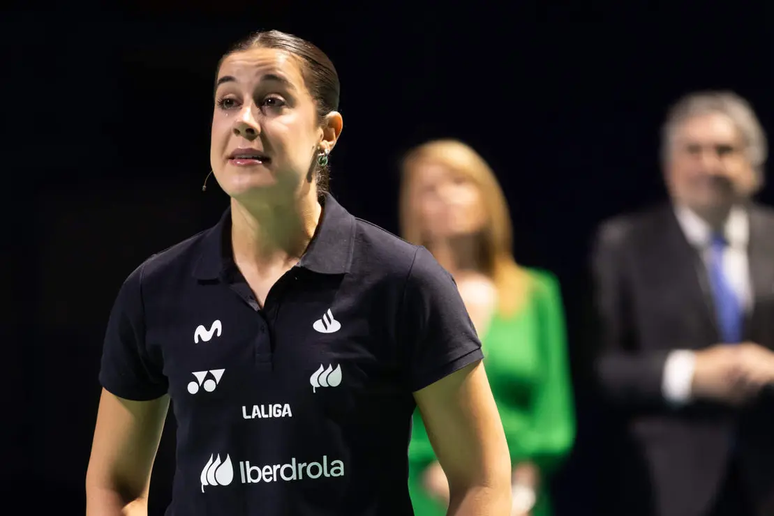 Carolina Mar&iacute;n se despide del b&aacute;dminton con un emocionante homenaje en Huelva. | Clara Carrasco / EP.