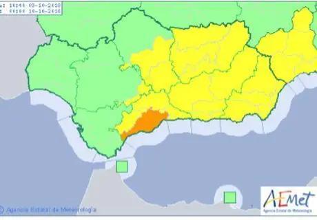 Alertas por lluvias en M&aacute;laga. - Aemet