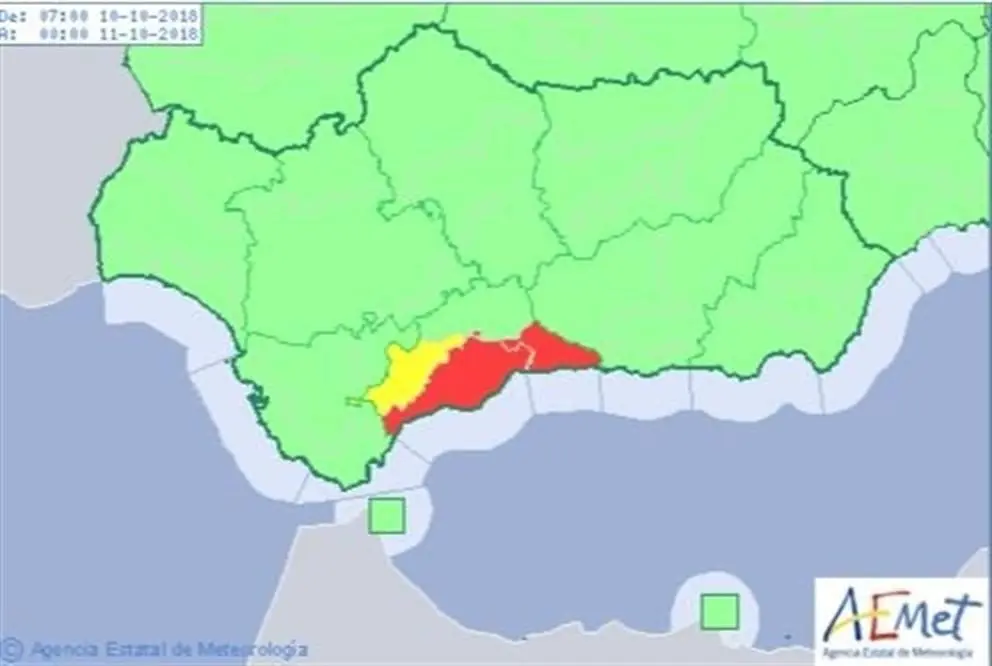 Riesgo extremo de lluvia en M&aacute;laga. - VM