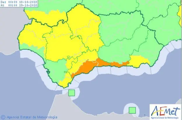 M&aacute;laga de nuevo en alerta por lluvias. - AEMET