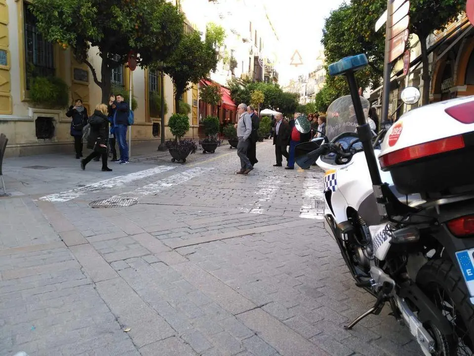 Control de Polic&iacute;a Local en la calle Mateos Gago. - MLV