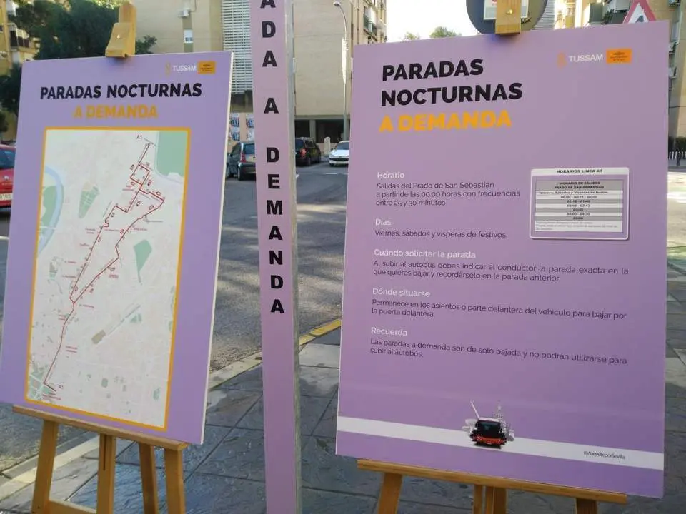 Distribuci&oacute;n de las paradas antiacoso en l&iacute;nea A1 de Sevilla. - MLV