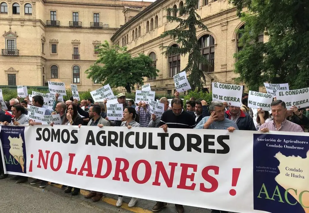 Concentraci&oacute;n de los agricultores del Condado de Huelva en Sevilla. - EFE