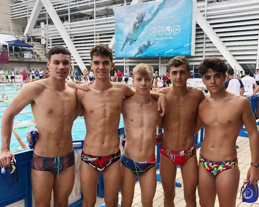 Los nadadores del CDN Sanl&uacute;car en Barcelona - A. I.