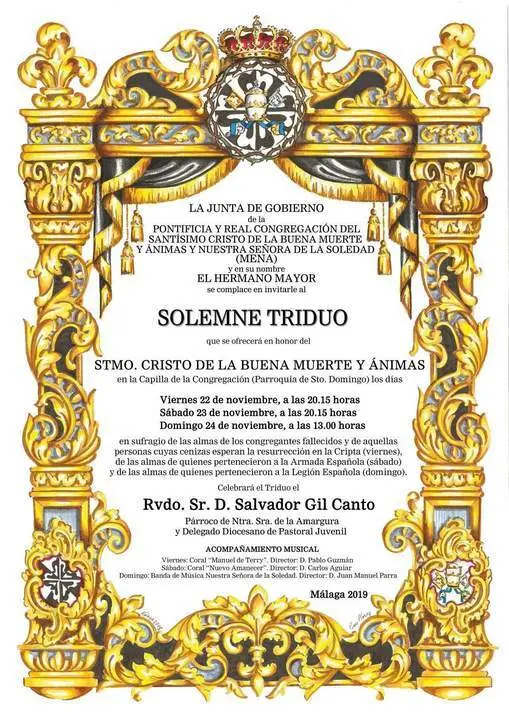 Cartel con las actividades lit&uacute;rgicas. - VM