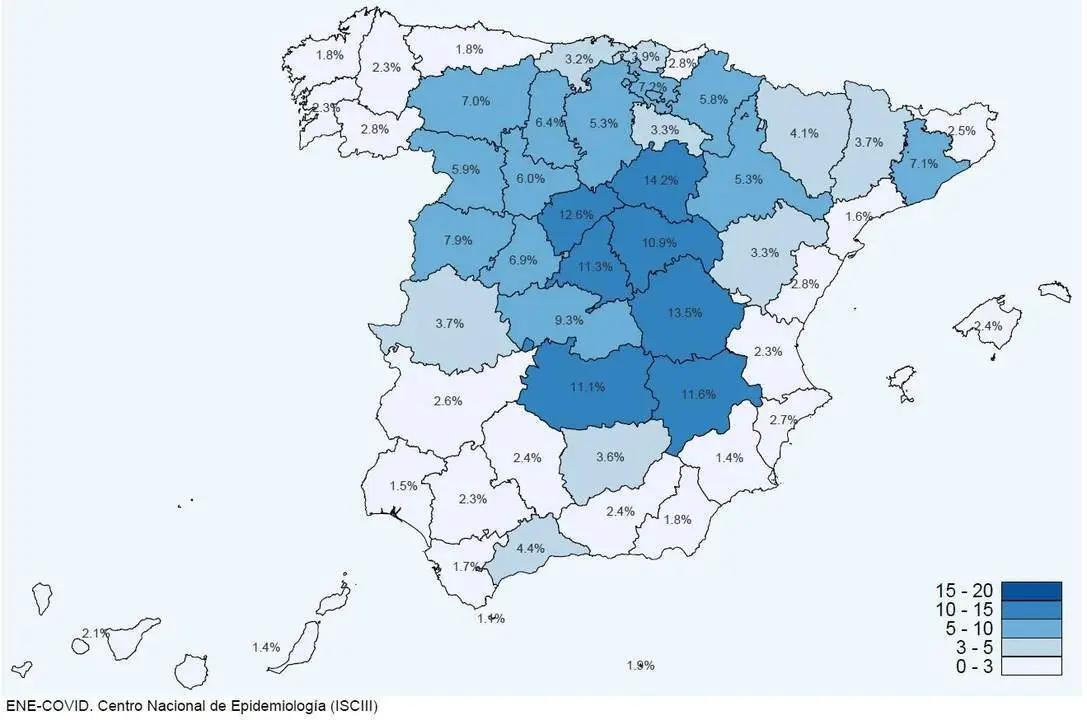 Distribuci&oacute;n de la tasas de prevalencia. - VH