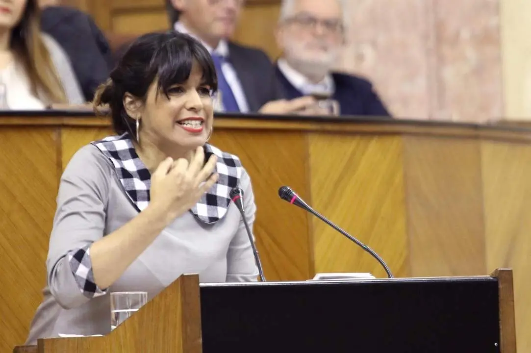 Teresa Rodr&iacute;guez, en una intervenci&oacute;n en el Parlamento andaluz. - Archivo