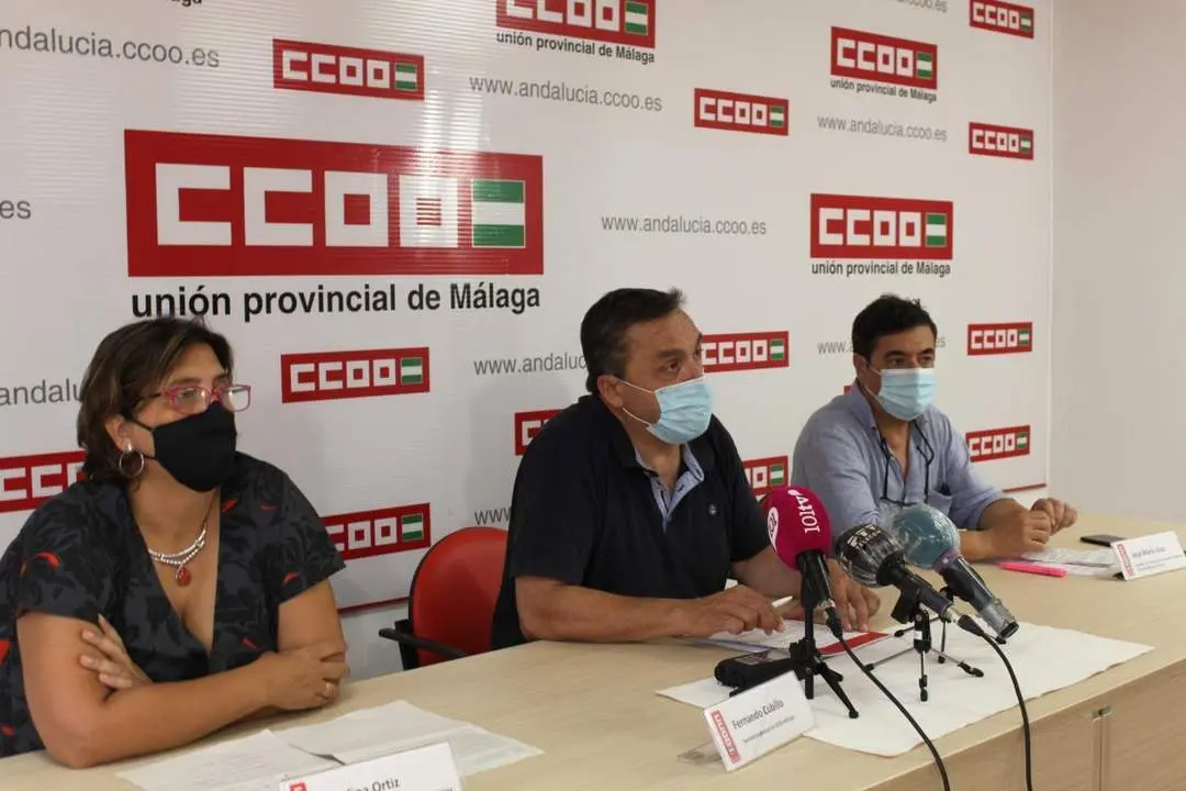 Los dirigentes de CCOO en rueda de prensa. - VM