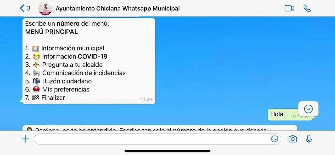 Imagen del servicio municipal de Whatsapp. - A.I.