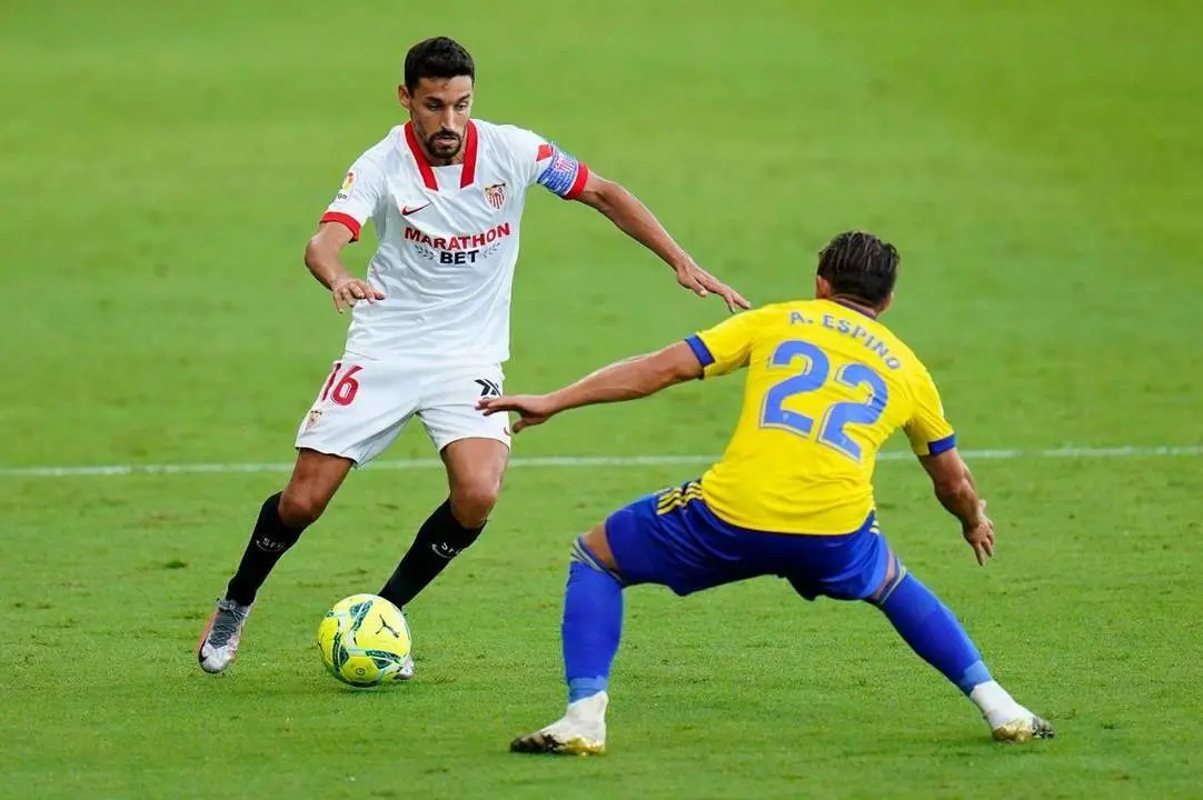 El capit&aacute;n del Sevilla, Jes&uacute;s Navas, durante el duelo contra el C&aacute;diz. - sfc