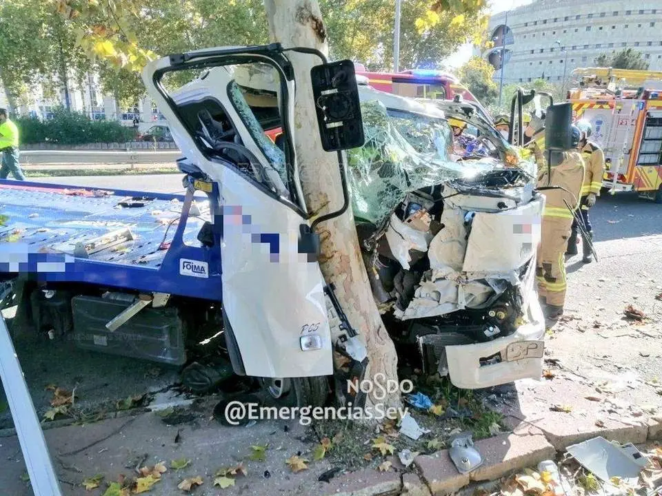 Se sale de la v&iacute;a en la Cartuja y se empotra contra un &aacute;rbol