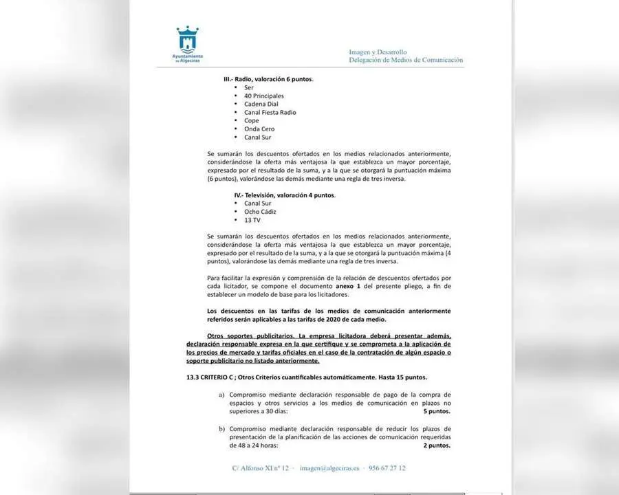 Extracto del pliego. - AI