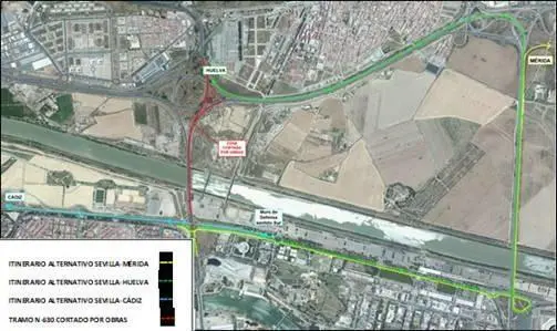 Plano con los cortes y desv&iacute;os. - EP