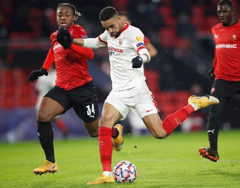 En Nesyri durante el &uacute;ltimo partido de Champions League del Sevilla. - efe