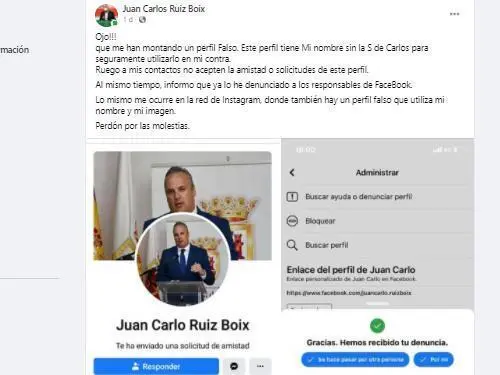 Falso perfil de Ruiz Boix. - Facebook