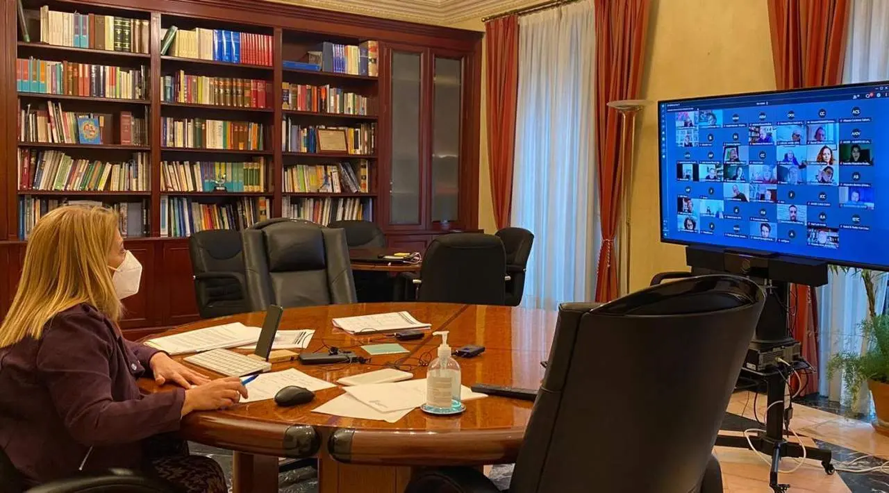 La alcaldesa durante el desarrollo de la sesi&oacute;n telem&aacute;tica - jerez.es