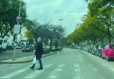 Un viandante cruza otro de los pasos de peatones m&aacute;s conflictivos en la avenida Rafa Verd&uacute;. - R.A.S.