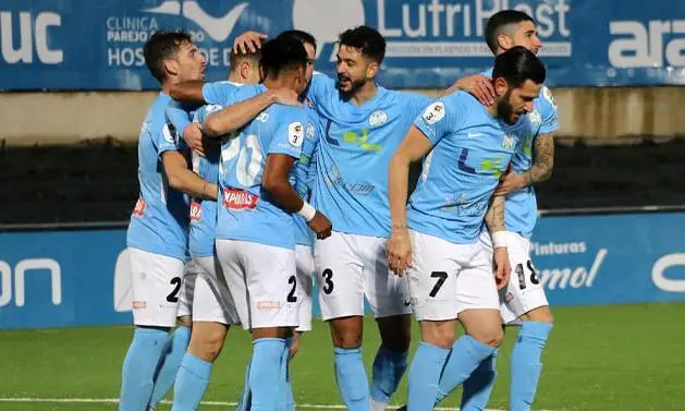 El Ciudad de Lucena celebra un gol esta temporada en su feudo. - Ciudad de Lucena