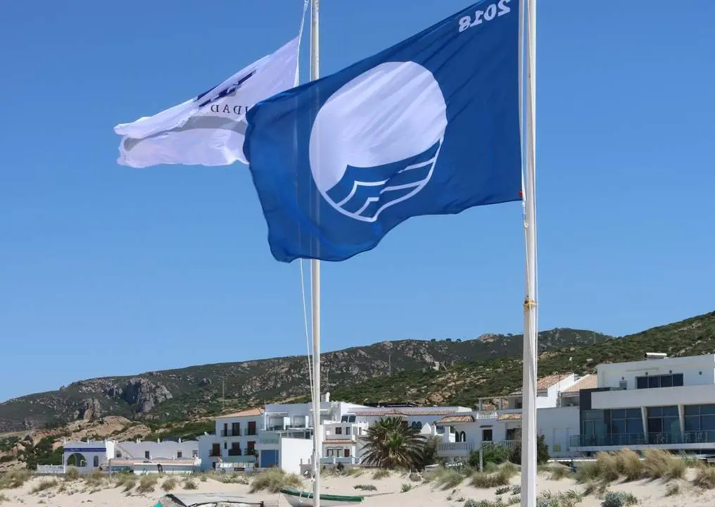 Izada de la Bandera Azul en una playa gaditana. - Archivo