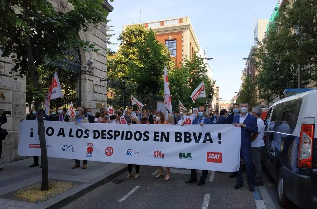 Una de las &uacute;ltimas protestas realizadas por los trabajadores de BBVA contra la medidas de ajuste. - EP