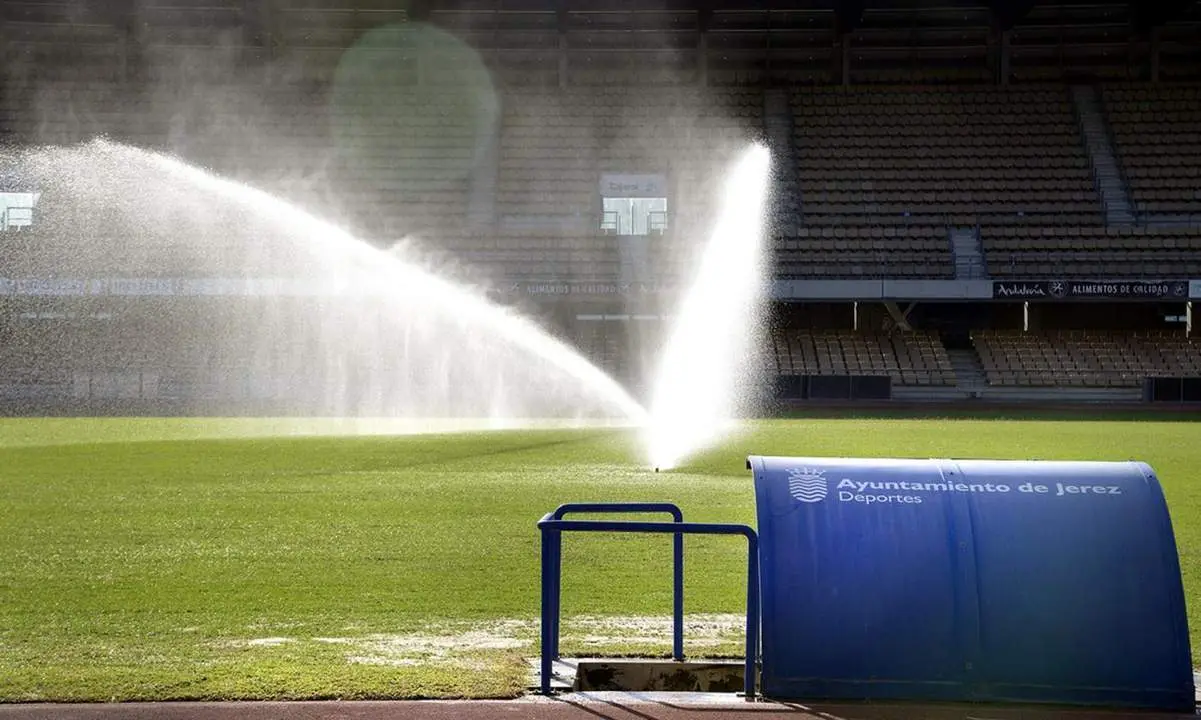 C&eacute;sped del Estadio Municipal de Chap&iacute;n. - Ayuntamiento de Jerez