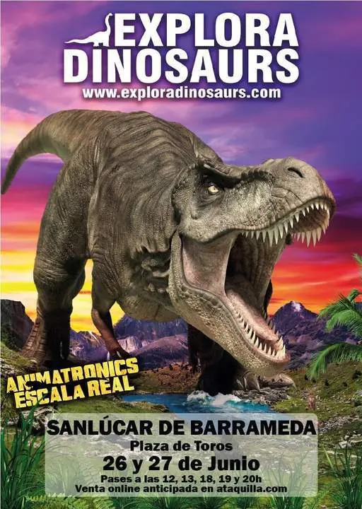 Cartel de la exposici&oacute;n Dinosaurs. - Informaci&oacute;n.
