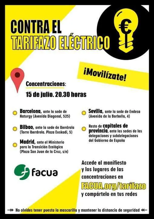 Cartel de convocatoria de las protestas. - Facua