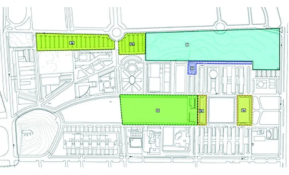 En color, las zonas del Campus del Carmen afectadas por esta modificaci&oacute;n.  - VH