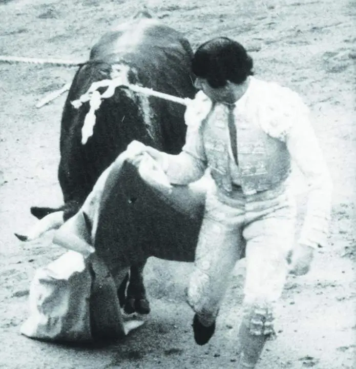 Jos&eacute; Leandro Mu&ntilde;oz &lsquo;Pepe Pirfo&rsquo; corre perfectamente a una mano a un toro. vh - VH