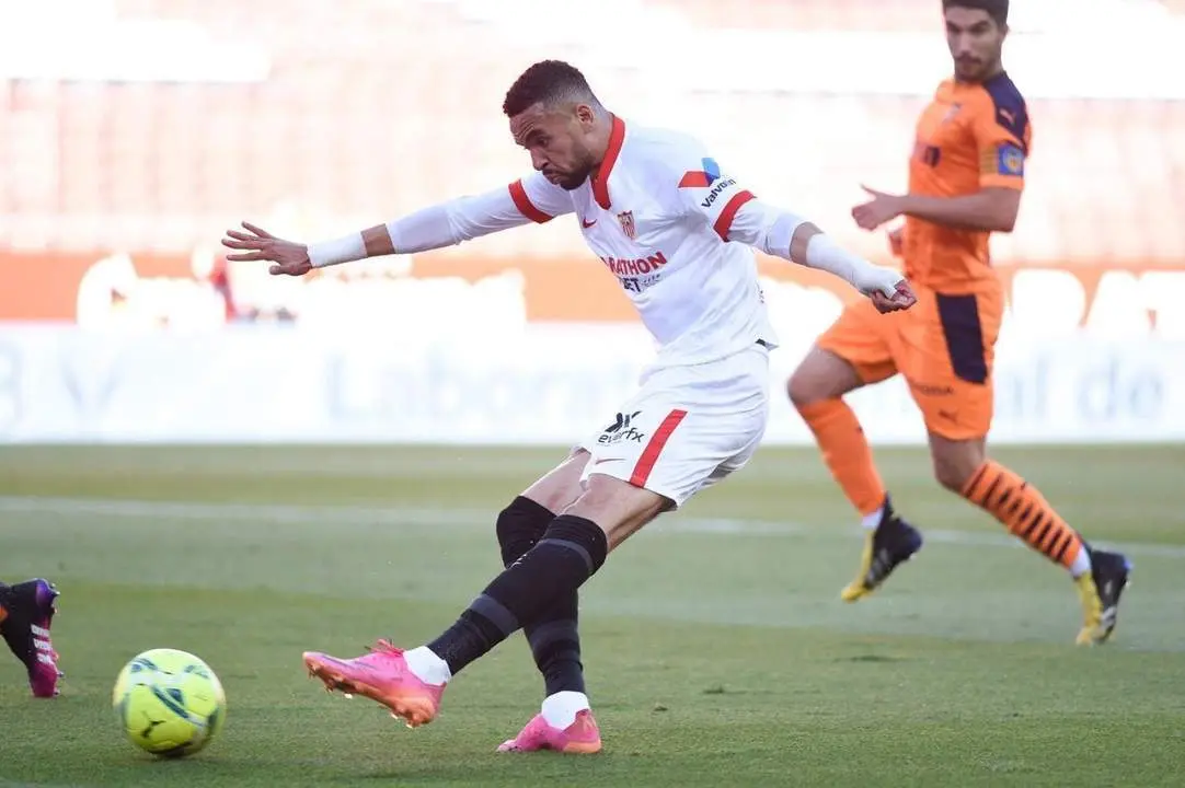 El delantero Youssef En Nesyri durante el duelo contra el Valencia CF. - sfc