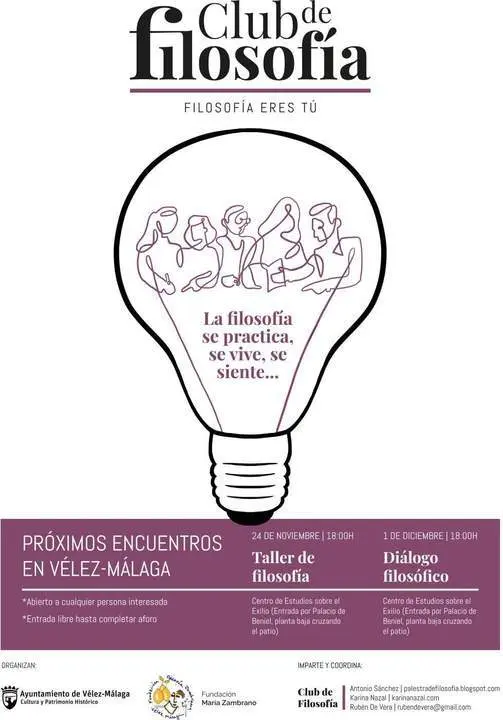V&eacute;lez-M&aacute;laga desarrolla talleres y encuentros para acercar la filosof&iacute;a a la ciudadan&iacute;a. - Ayto. V&eacute;lez-M&aacute;laga