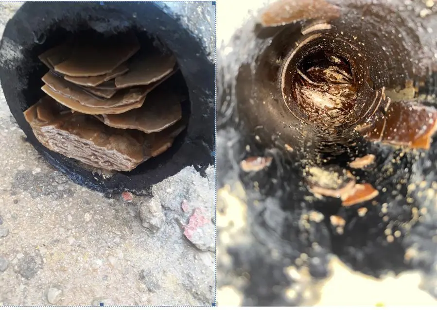 Im&aacute;genes facilitadas por Aqualia para mostrar la ingente cantidad de cal que se acumulan en las tuber&iacute;as. aqualia - aqualia