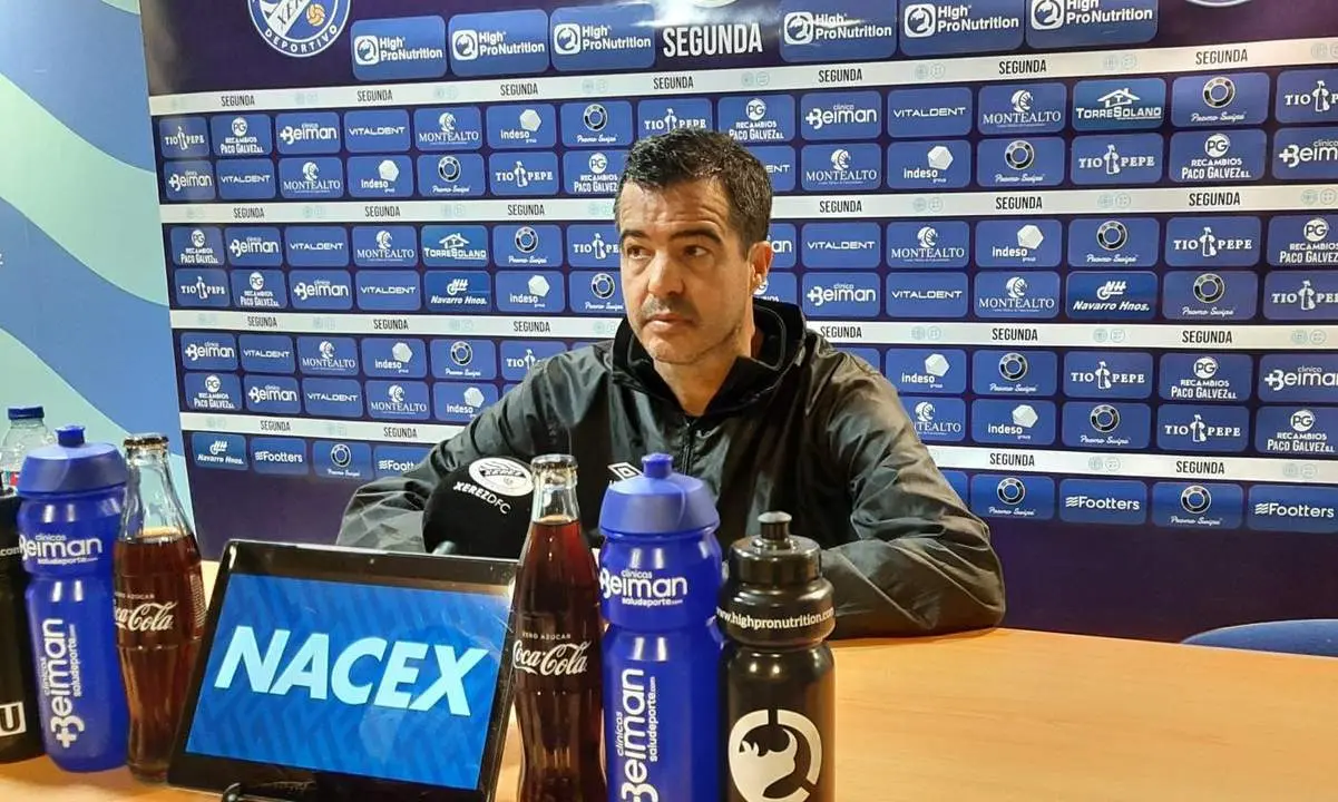 Jos&eacute; P&eacute;rez Herrera, este viernes en la sala de prensa de Chap&iacute;n. - Viva Jerez