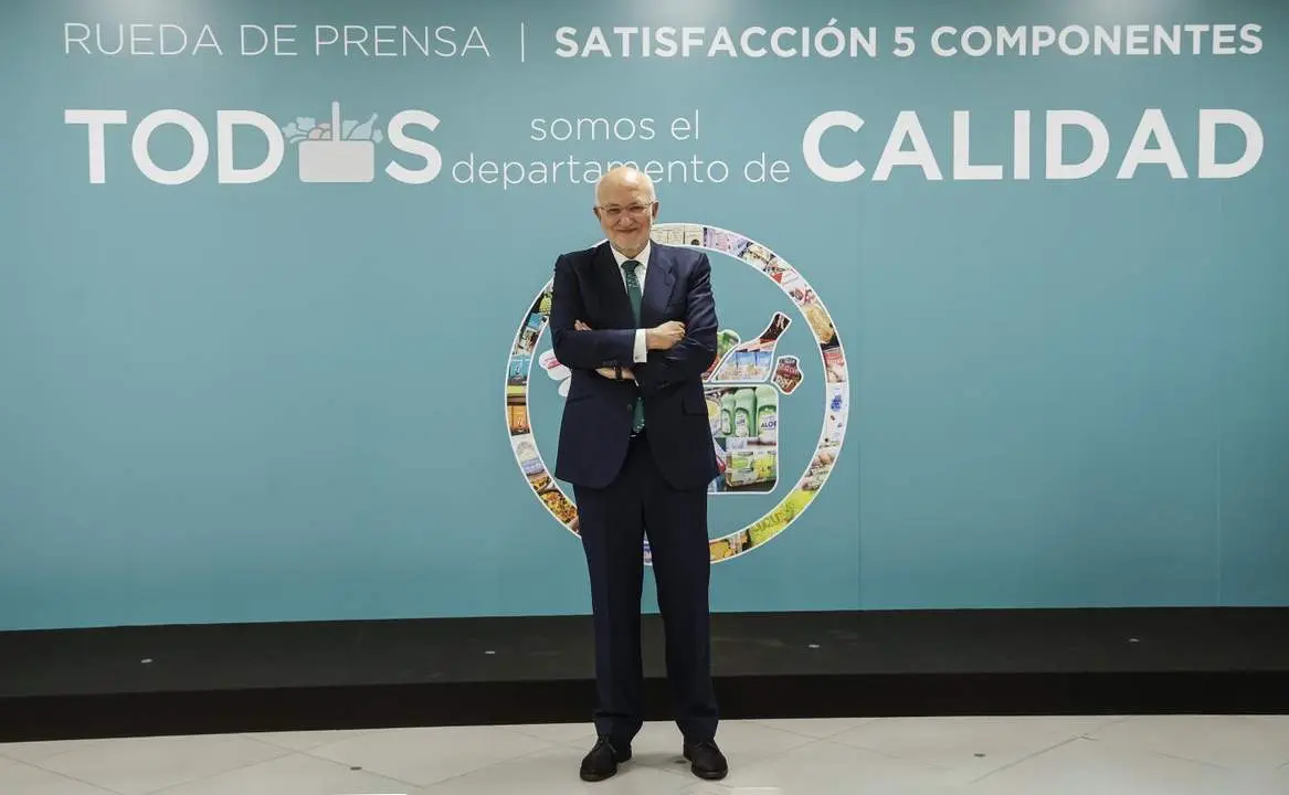 El presidente de Mercadona, Juan Roig, durante la presentaci&oacute;n de los resultados anuales de 2021. - Cedida