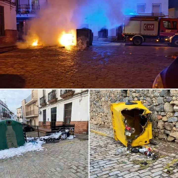 Contenedores incendiados en Gerena. - AYUNTAMIENTO DE GERENA 