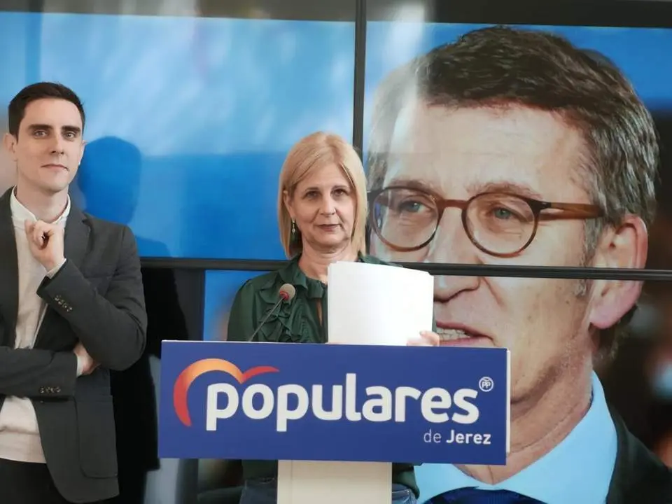 Garc&iacute;a Pelayo en rueda de prensa en la sede del PP de Jerez - PP