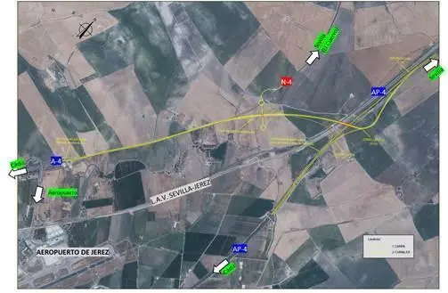 Imagen de la conexi&oacute;n actual entre la AP-4 y la A-4 a su paso por Jerez.  - Andaluc&iacute;a Informaci&oacute;n