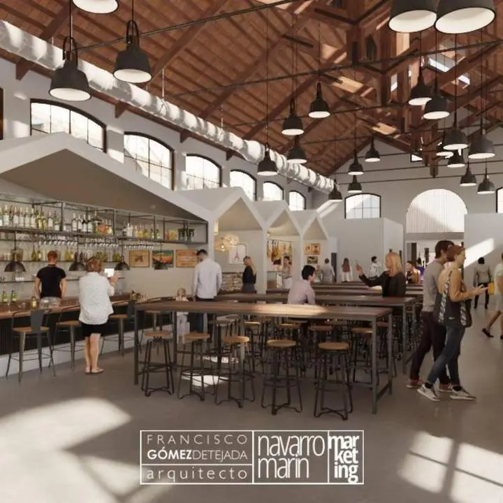 Dise&ntilde;o de la futura zona central del Mercado de Abastos, concebida como espacio gastron&oacute;mico. - 