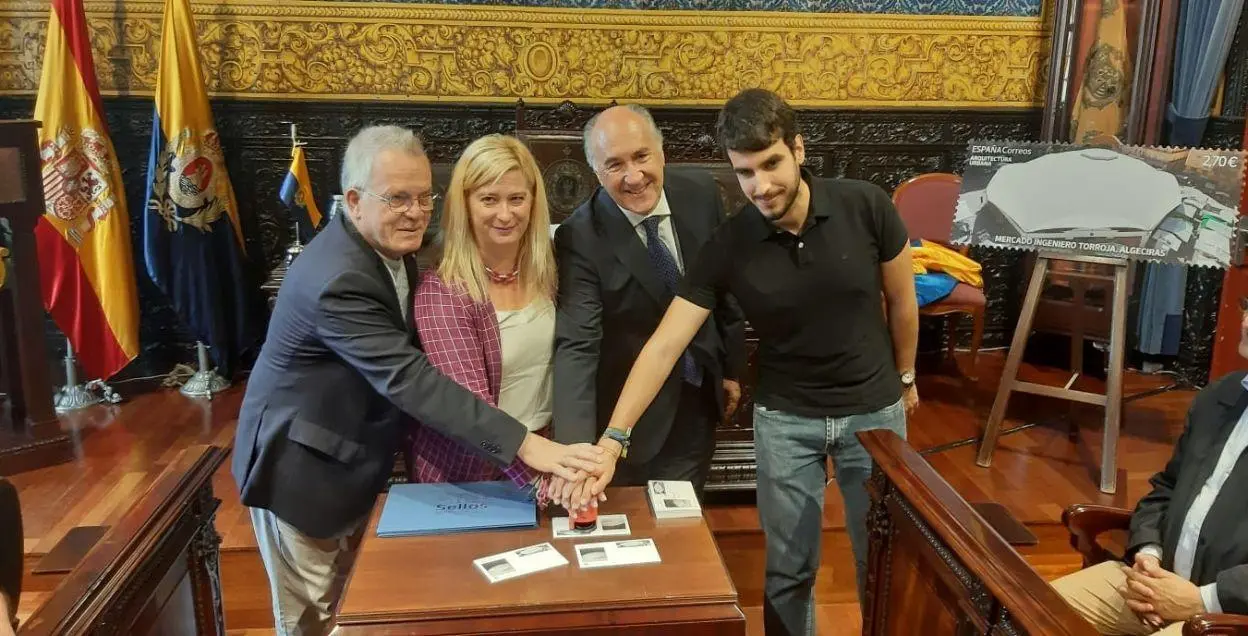 Presentaci&oacute;n del sello del Mercado Ingeniero Torroja, de Algeciras. - A. I.