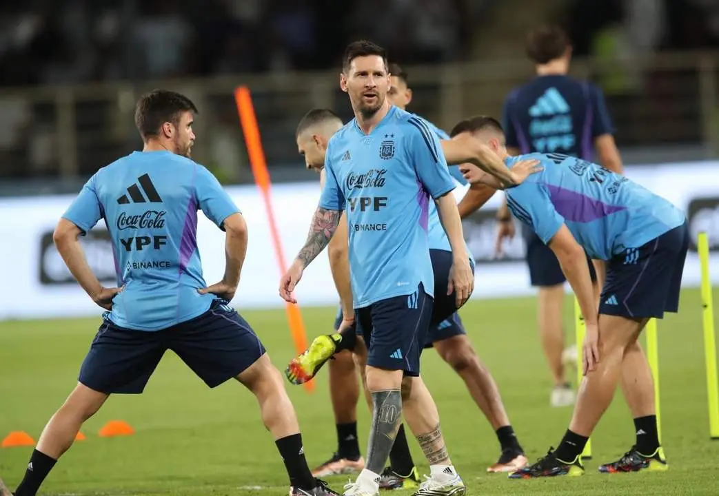 Leo Messi, entrenando con Argentina. - EFE