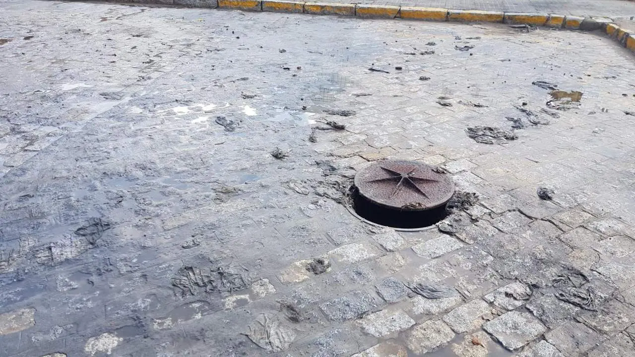 La tapa sobre la arqueta. Para ejemplo un bot&oacute;n. - 