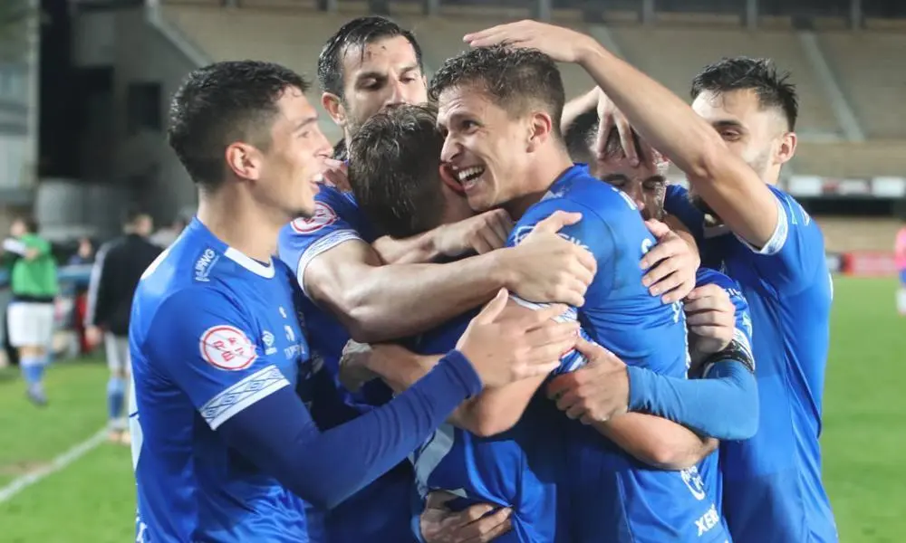 El Xerez DFC celebra el gol de Ricky. - xerezdfc.com