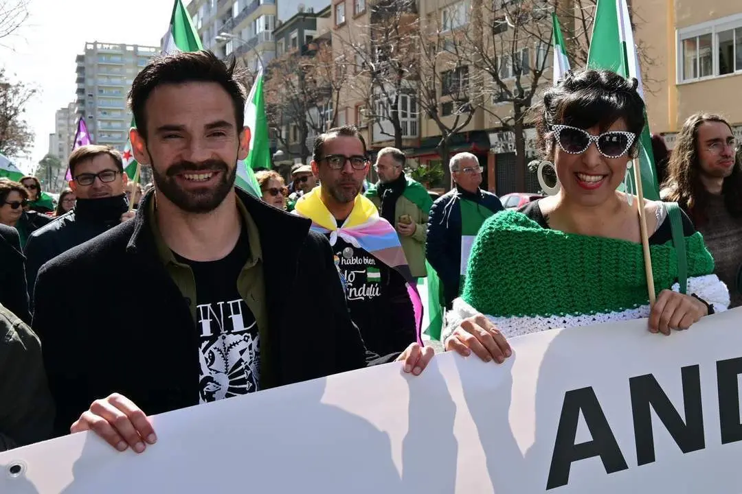 David de la Cruz y Teresa Rodr&iacute;guez, en la manifestaci&oacute;n del 28F. - Eulogio Garc&iacute;a