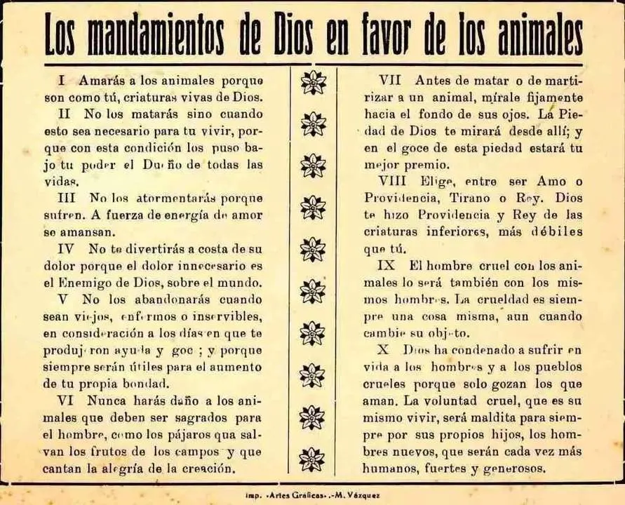 Los diez mandamientos de los animales. - CM