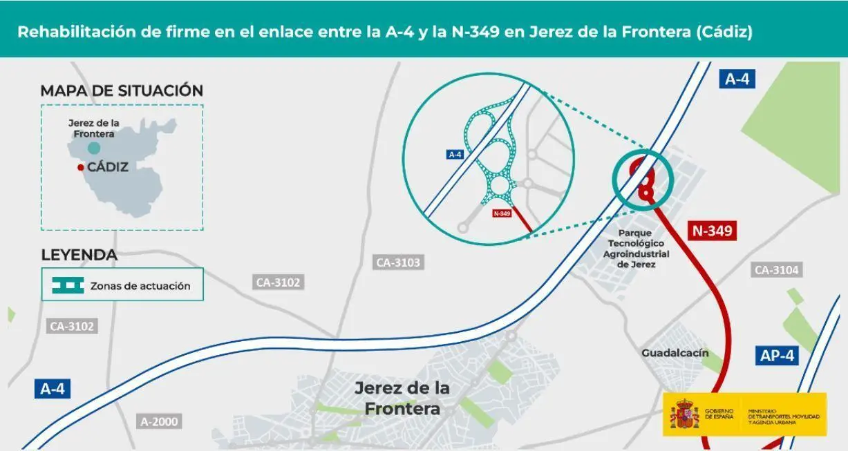 Detalle de la actuaci&oacute;n en el enlace con la carretera de Guadalcac&iacute;n. - VIVA