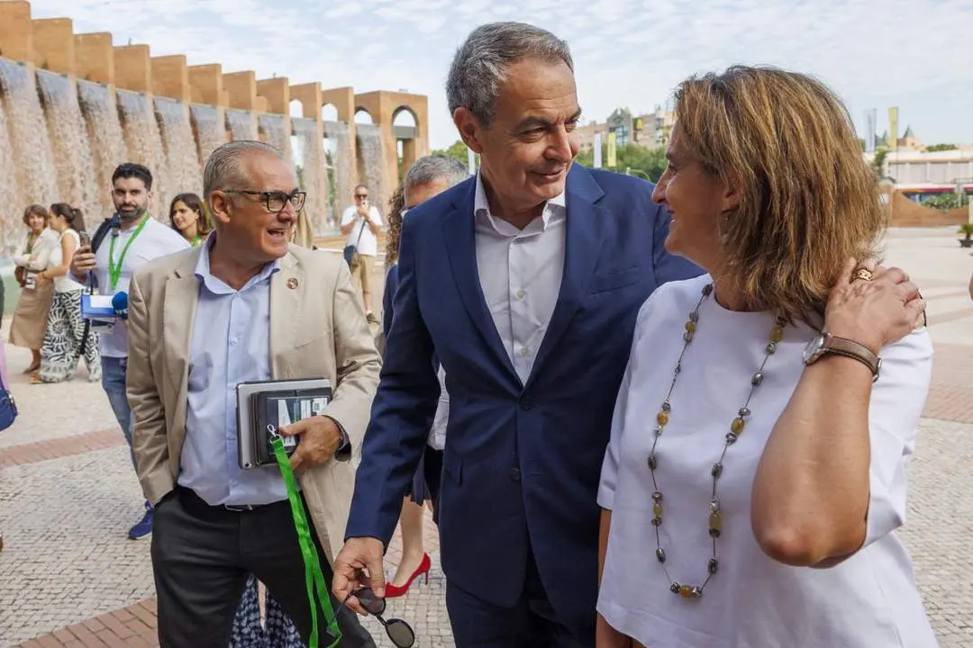 Zapatero y Ribera a su llegada al Climate Action Summit. - efe