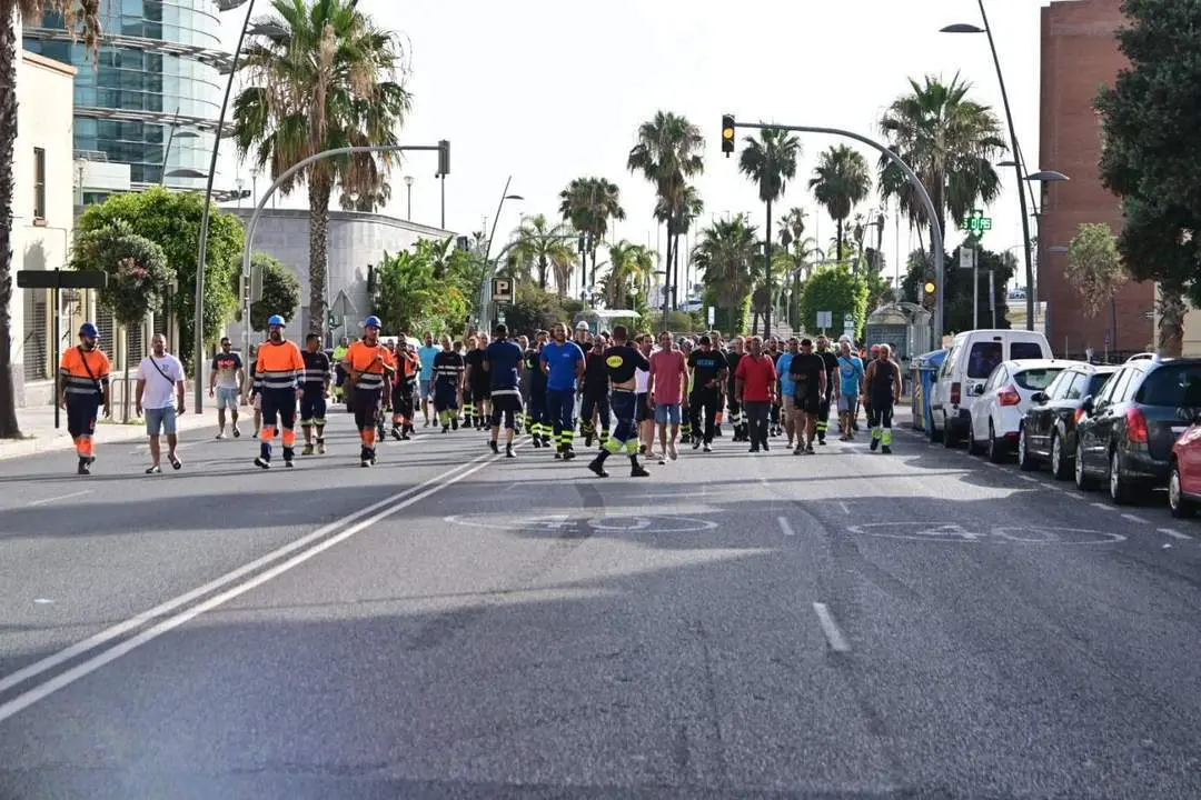Los trabajadores del metal, durante su protesta esta semana. - Eulogio Garc&iacute;a