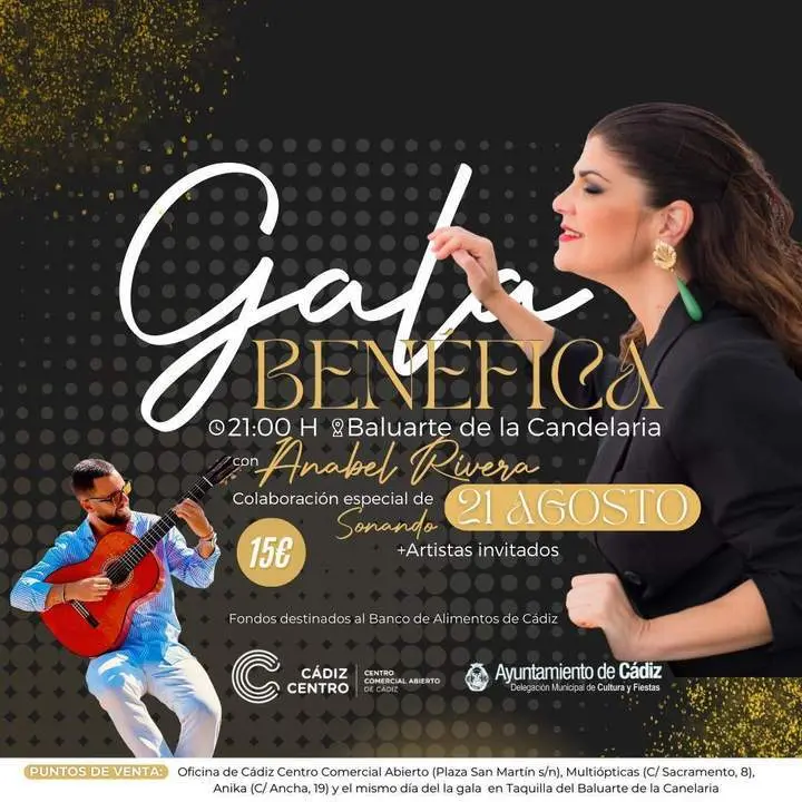 Cartel de la gala ben&eacute;fica de C&aacute;diz Centro Comercial Abierto. - VIVA