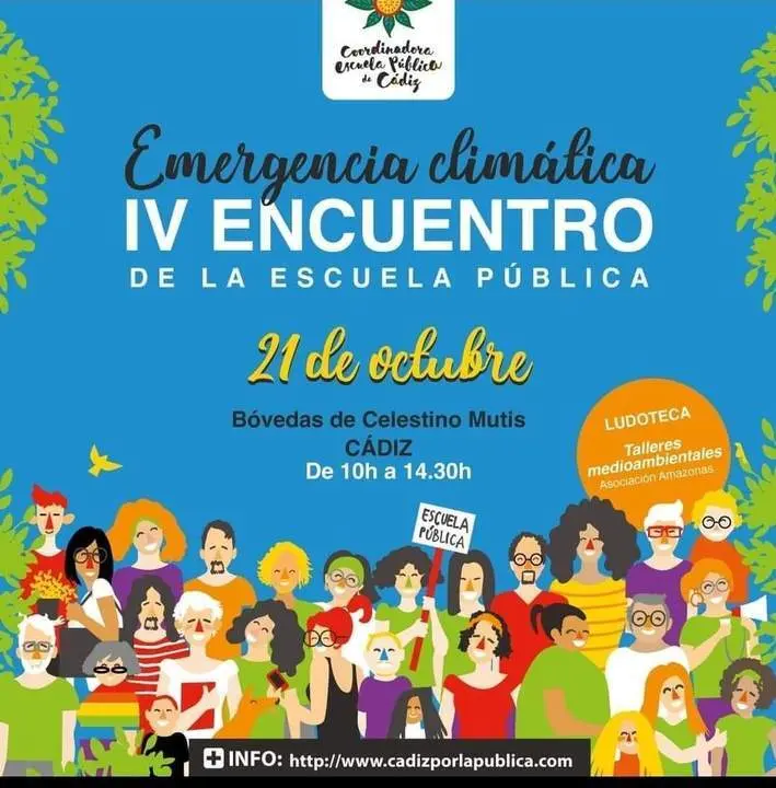 Cartel del IV Encuentro de la Escuela P&uacute;blica de C&aacute;diz. - COORDINADORA DE LA ESCUELA P&Uacute;BLICA